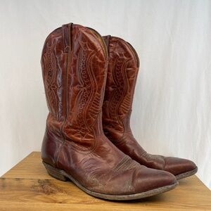 Boulet Cowboy Boots Rust Red Brown Men’s Size 12